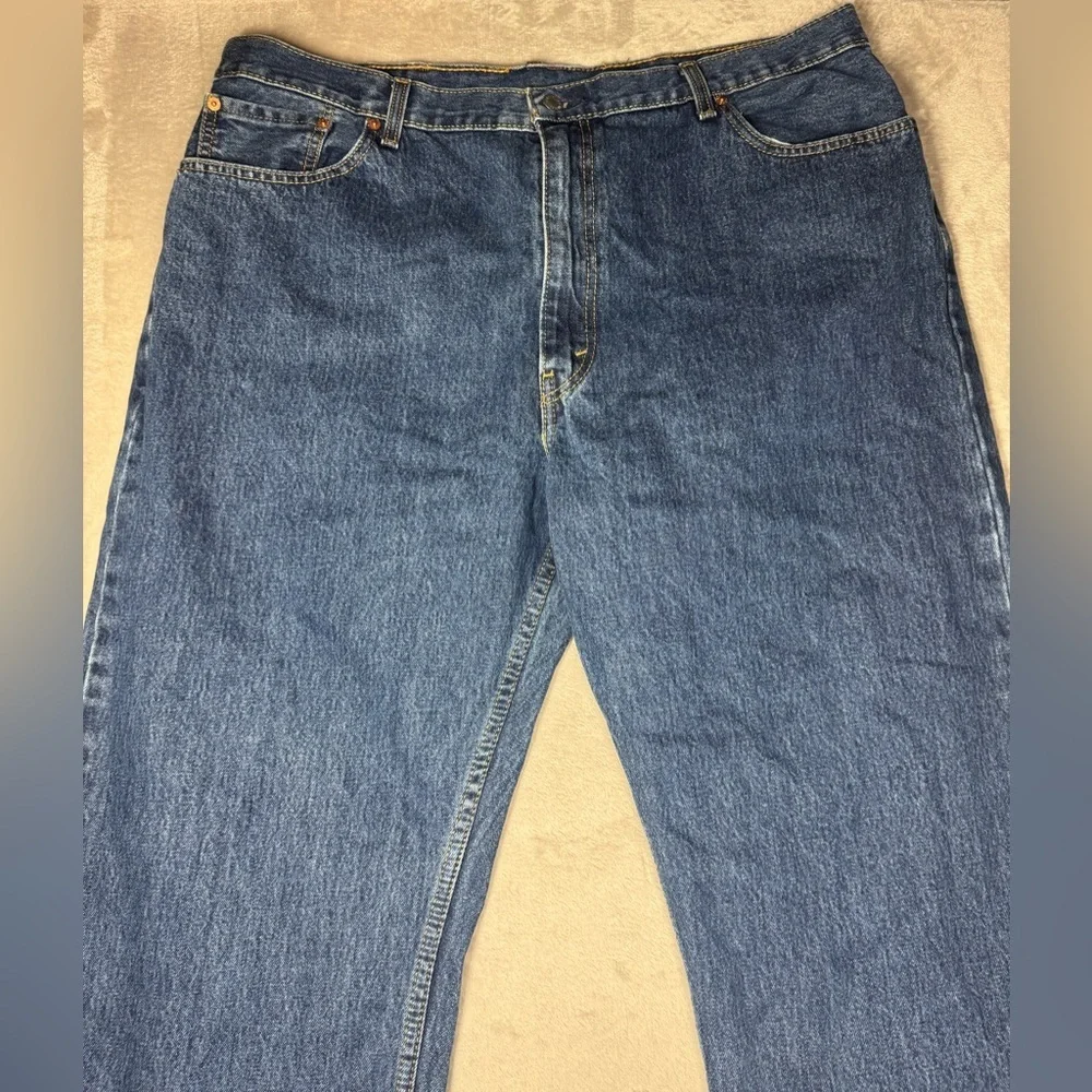 Levi’s Men’s 505 Regular Fit 100% Cotton Zip Fly Dark Stonewash Blue Jeans 44x34